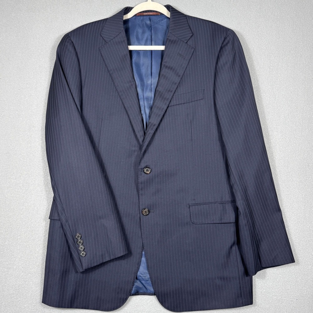 Hickey Freeman Blazer Mens 42 Reg Navy Blue Beacon‎ Pinstripe Worsted Wool USA
